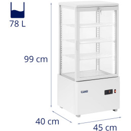 4 lygių įstiklinta šaldytuvo vitrina 78 l - balta