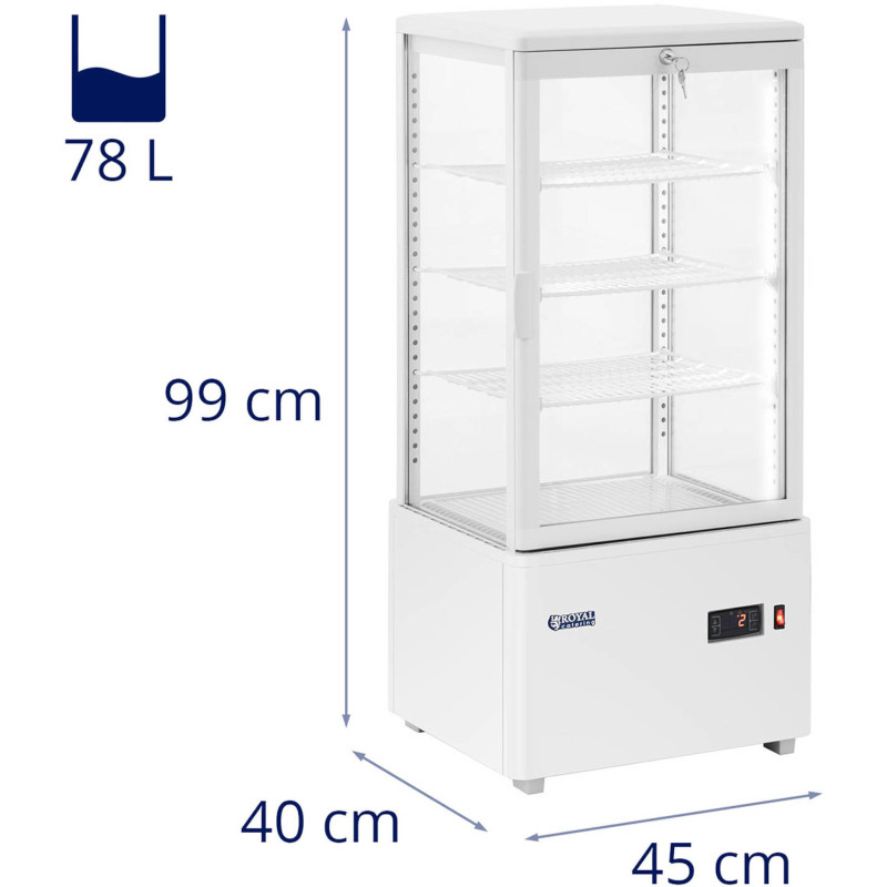 4 lygių įstiklinta šaldytuvo vitrina 78 l - balta
