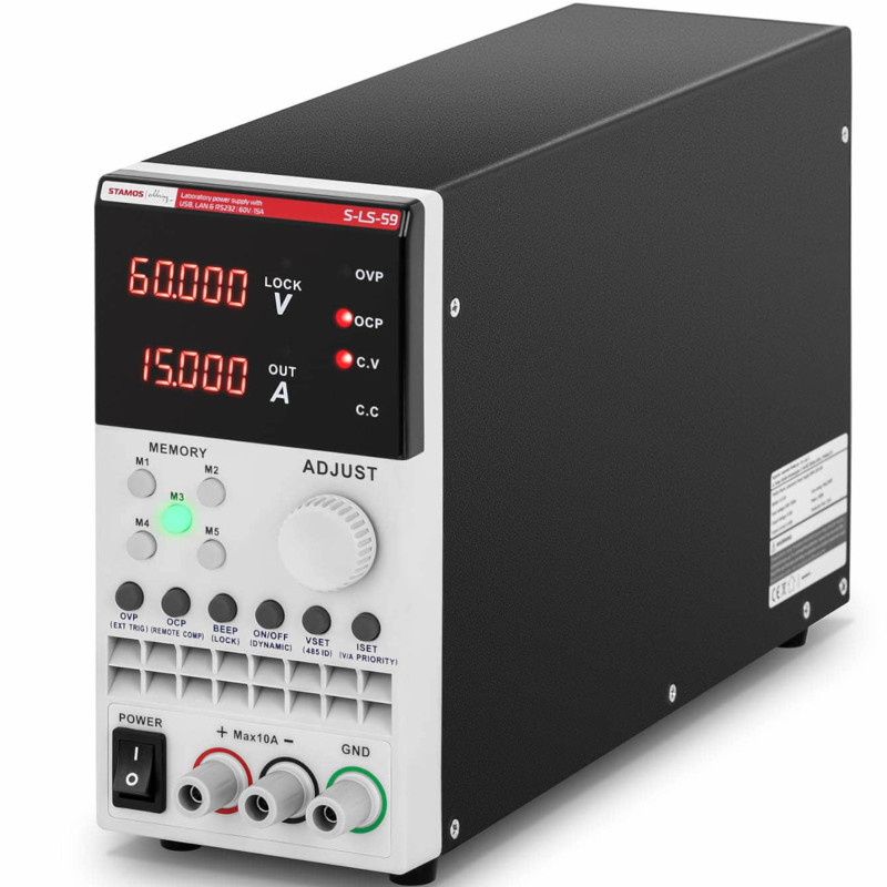 Aptarnavimo laboratorijos maitinimo šaltinis 0-60 V 0-15 A 300 W USB LAN RS233
