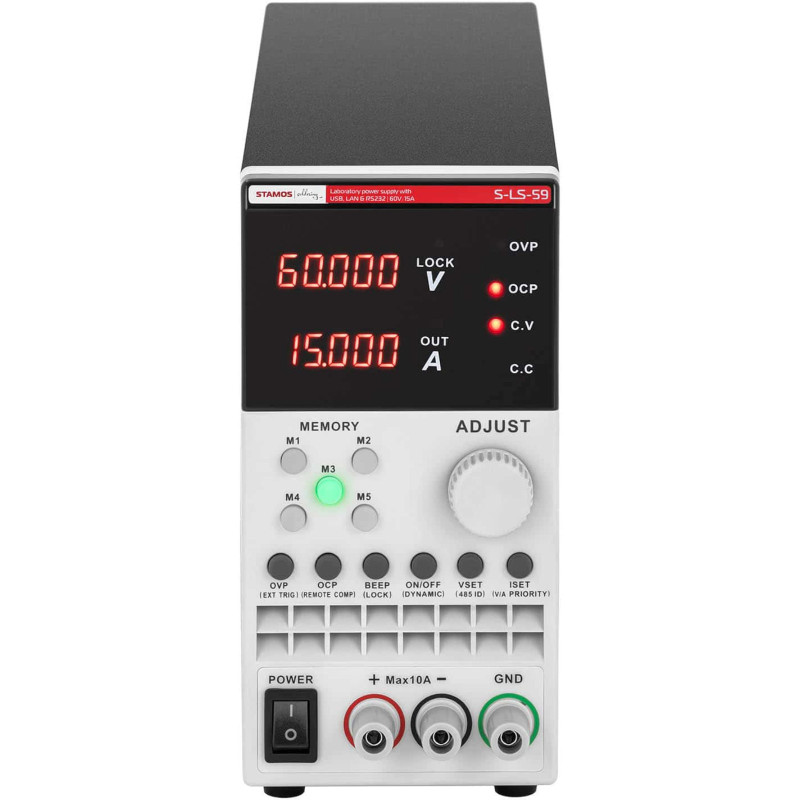 Aptarnavimo laboratorijos maitinimo šaltinis 0-60 V 0-15 A 300 W USB LAN RS233
