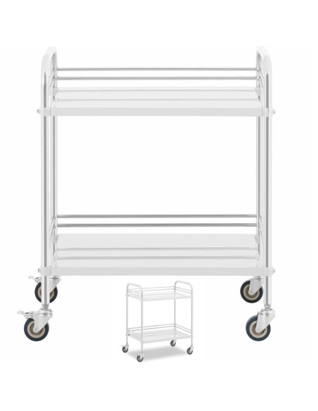 Kosmetinio gydymo laboratorinis vežimėlis iš plieno 2 lentynos 73 x 44 x 86 cm 20 kg
