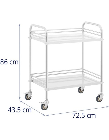 Kosmetinio gydymo laboratorinis vežimėlis iš plieno 2 lentynos 73 x 44 x 86 cm 20 kg