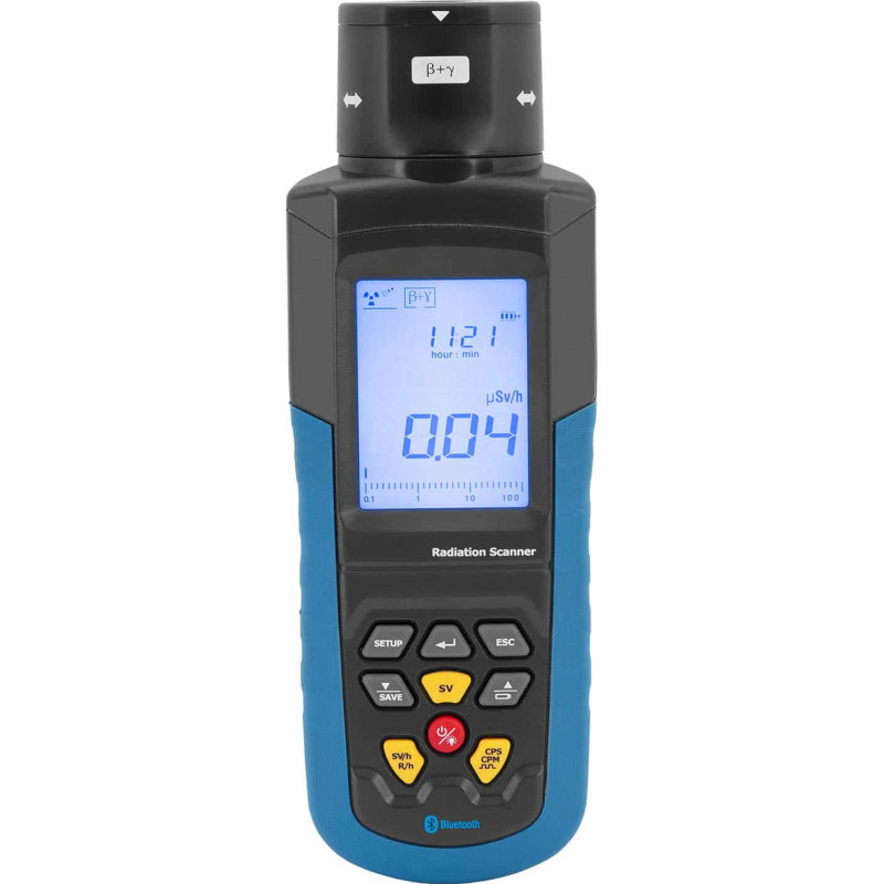 Geigerio radioaktyviųjų ir rentgeno spindulių skaitiklis LCD Bluetooth + dėklas