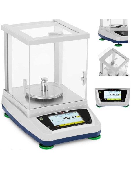 Analitiniai laboratoriniai svarstyklės su stikliniu dangteliu ir LCD jutikliniu skydeliu 1200 g / 0,01 g Analitiniai laboratoriniai svarstyklės su stikliniu dangteliu ir LCD jutikliniu skydeliu 1200 g / 0,01 g