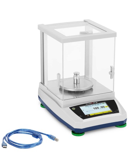 Analitiniai laboratoriniai svarstyklės su stikliniu dangteliu ir LCD jutikliniu skydeliu 1200 g / 0,01 g Analitiniai laboratoriniai svarstyklės su stikliniu dangteliu ir LCD jutikliniu skydeliu 1200 g / 0,01 g