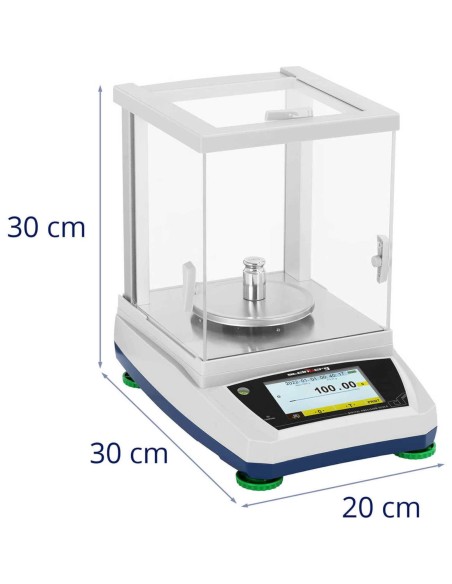 Analitiniai laboratoriniai svarstyklės su stikliniu dangteliu ir LCD jutikliniu skydeliu 1200 g / 0,01 g Analitiniai laboratoriniai svarstyklės su stikliniu dangteliu ir LCD jutikliniu skydeliu 1200 g / 0,01 g