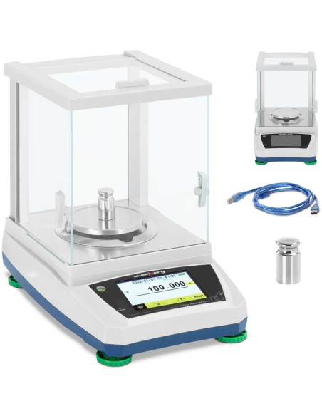 Analitiniai laboratoriniai svarstyklės su stikliniu dangteliu ir LCD jutikliniu skydeliu 300 g / 0,001 g Analitiniai laboratoriniai svarstyklės su stikliniu dangteliu ir LCD jutikliniu skydeliu 300 g / 0,001 g