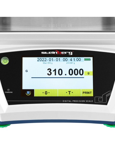 Analitiniai laboratoriniai svarstyklės su stikliniu dangteliu ir LCD jutikliniu skydeliu 300 g / 0,001 g Analitiniai laboratoriniai svarstyklės su stikliniu dangteliu ir LCD jutikliniu skydeliu 300 g / 0,001 g