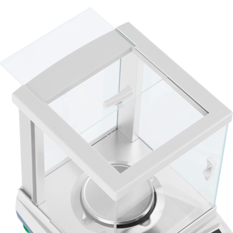 Analitiniai laboratoriniai svarstyklės su stikliniu dangteliu ir LCD jutikliniu skydeliu 300 g / 0,001 g