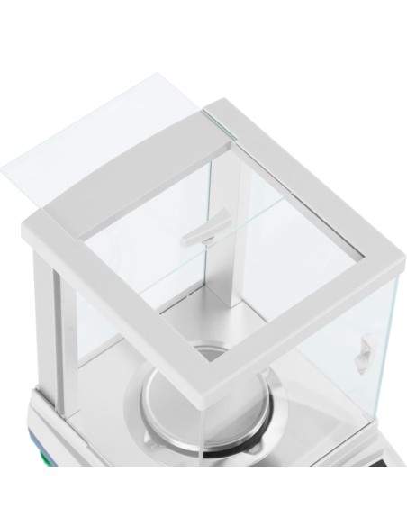 Analitiniai laboratoriniai svarstyklės su stikliniu dangteliu ir LCD jutikliniu skydeliu 300 g / 0,001 g Analitiniai laboratoriniai svarstyklės su stikliniu dangteliu ir LCD jutikliniu skydeliu 300 g / 0,001 g