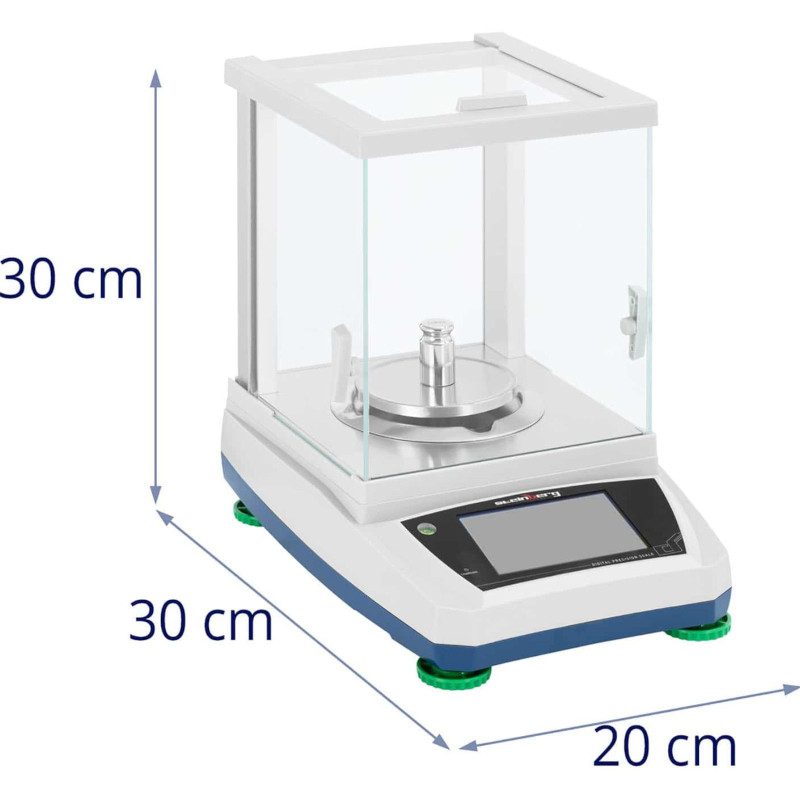 Analitiniai laboratoriniai svarstyklės su stikliniu dangteliu ir LCD jutikliniu skydeliu 300 g / 0,001 g