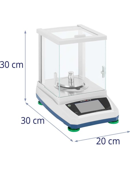 Analitiniai laboratoriniai svarstyklės su stikliniu dangteliu ir LCD jutikliniu skydeliu 300 g / 0,001 g Analitiniai laboratoriniai svarstyklės su stikliniu dangteliu ir LCD jutikliniu skydeliu 300 g / 0,001 g