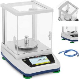 Analitiniai laboratoriniai svarstyklės su stikliniu dangteliu ir LCD jutikliniu skydeliu 600 g / 0,01 g