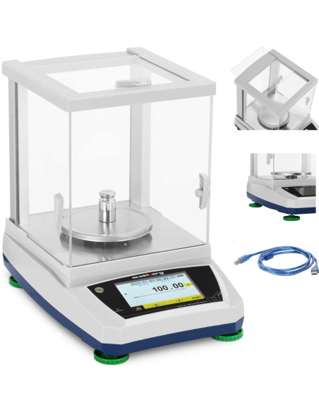 Analitiniai laboratoriniai svarstyklės su stikliniu dangteliu ir LCD jutikliniu skydeliu 600 g / 0,01 g Analitiniai laboratoriniai svarstyklės su stikliniu dangteliu ir LCD jutikliniu skydeliu 600 g / 0,01 g