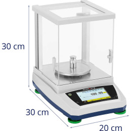 Analitiniai laboratoriniai svarstyklės su stikliniu dangteliu ir LCD jutikliniu skydeliu 600 g / 0,01 g