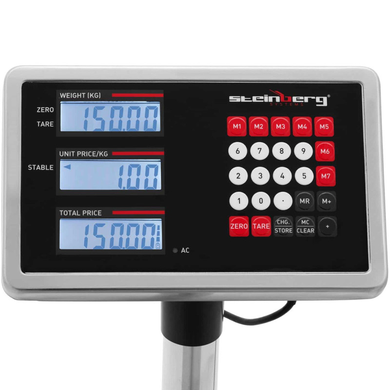 Sandėliavimo platforminės svarstyklės su atlošu 40 x 50 cm LCD 150 kg / 0,01 kg