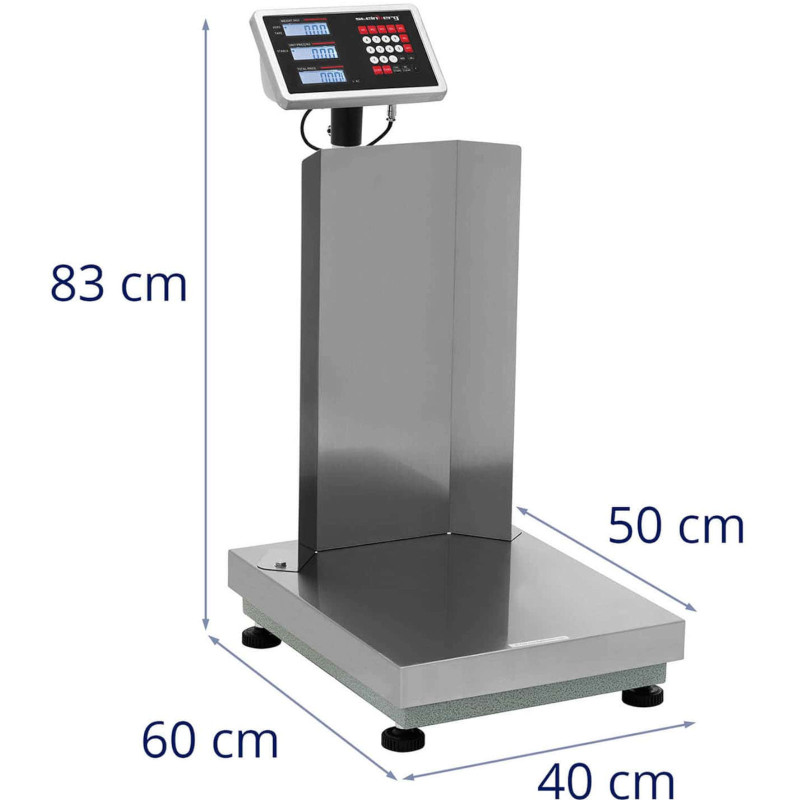 Sandėliavimo platforminės svarstyklės su atlošu 40 x 50 cm LCD 150 kg / 0,01 kg