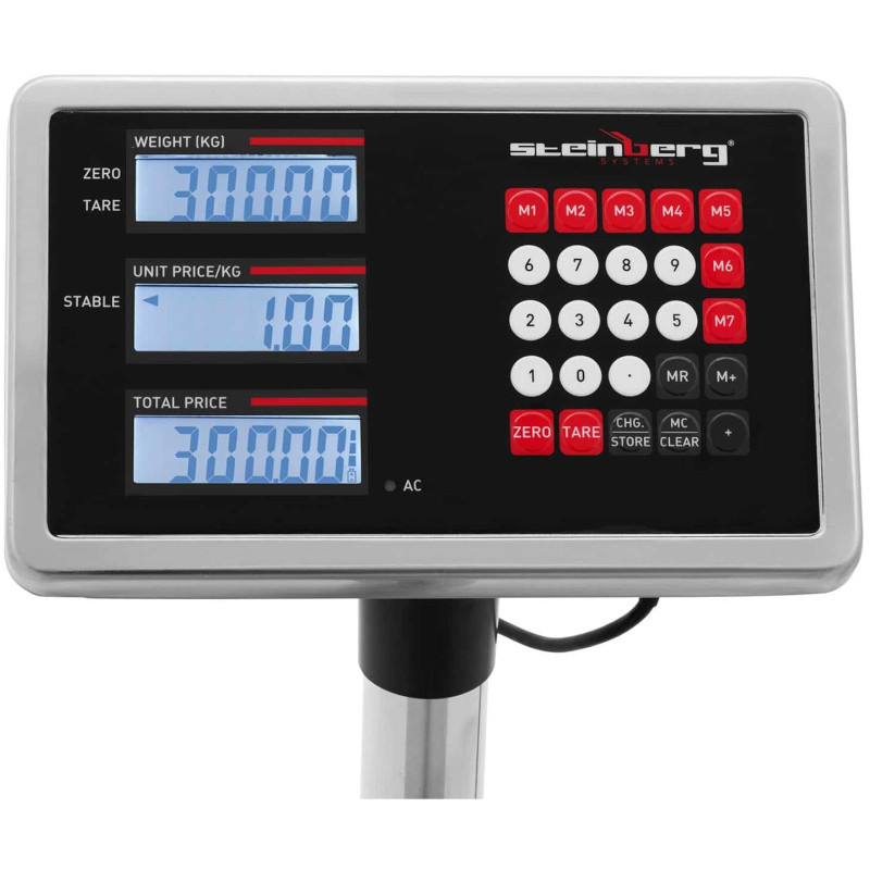 Sandėliavimo platforminės svarstyklės su atlošu 40 x 50 cm LCD 300 kg / 0,02 kg