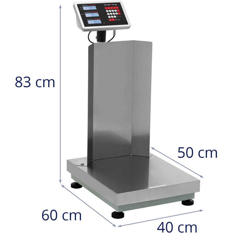 Sandėliavimo platforminės svarstyklės su atlošu 40 x 50 cm LCD 300 kg / 0,02 kg