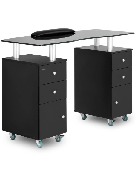 Stalinis kosmetinio manikiūro stalas su spintelėmis ant ratukų 120 x 51,5 x 81 cm juodas Stalinis kosmetinio manikiūro stalas su spintelėmis ant ratukų 120 x 51,5 x 81 cm juodas