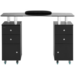 Stalinis kosmetinio manikiūro stalas su spintelėmis ant ratukų 120 x 51,5 x 81 cm juodas