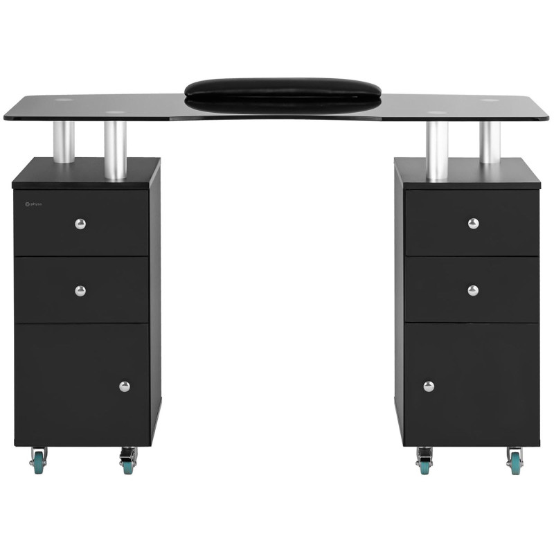 Stalinis kosmetinio manikiūro stalas su spintelėmis ant ratukų 120 x 51,5 x 81 cm juodas