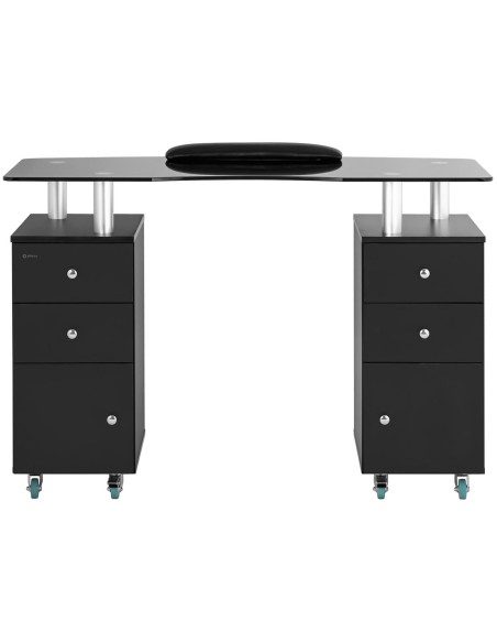 Stalinis kosmetinio manikiūro stalas su spintelėmis ant ratukų 120 x 51,5 x 81 cm juodas Stalinis kosmetinio manikiūro stalas su spintelėmis ant ratukų 120 x 51,5 x 81 cm juodas