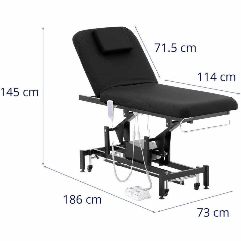 Elektrinė masažo stalo lova su 2 varikliais 200 kg LYON - juoda