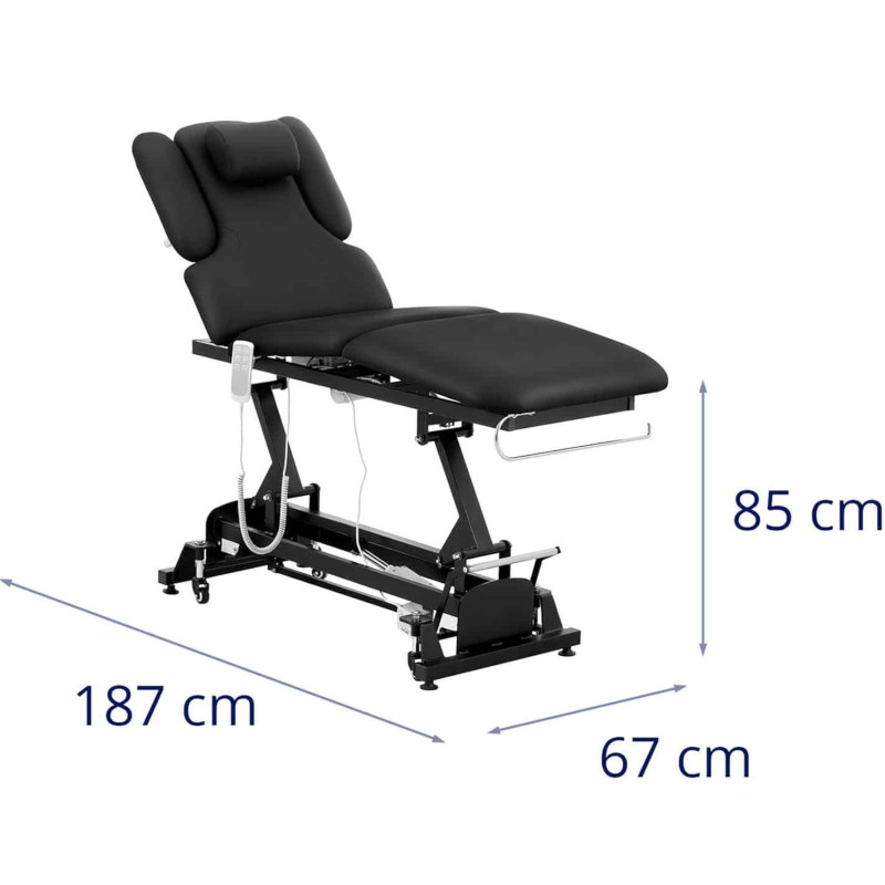 Lovos grožio stalas elektrinis masažo stalas 3 varikliai 250 kg NANTES - juodas