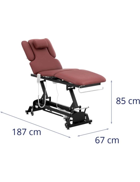 Elektrinė masažo stalo lova su 3 varikliais 250 kg NANTES - bordo Elektrinė masažo stalo lova su 3 varikliais 250 kg NANTES - bordo