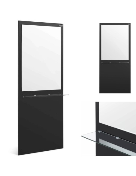 Kirpyklos konsolė su veidrodžiu ir stikline lentyna 80 x 20 x 180 cm Kirpyklos konsolė su veidrodžiu ir stikline lentyna 80 x 20 x 180 cm
