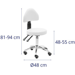 Kosmetinė pasukama kėdė su atlošu ant ratukų 48-55 cm BULLE - balta