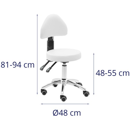 Kosmetinė pasukama kėdė su atlošu ant ratukų 48-55 cm BULLE - balta Kosmetinė pasukama kėdė su atlošu ant ratukų 48-55 cm BULLE - balta
