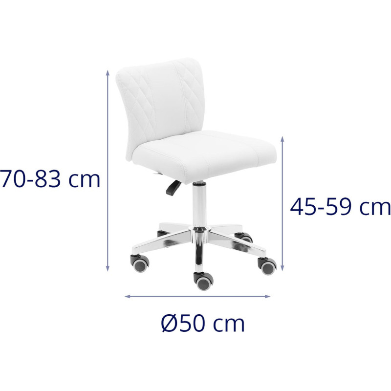Pasukama grožio kėdė su atlošu ant ratukų 45-59 cm CULLY - balta