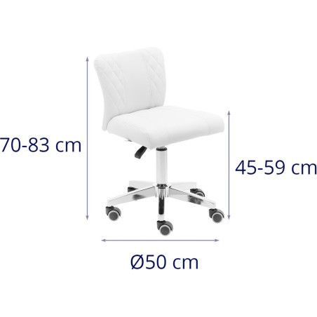 Pasukama grožio kėdė su atlošu ant ratukų 45-59 cm CULLY - balta Pasukama grožio kėdė su atlošu ant ratukų 45-59 cm CULLY - balta