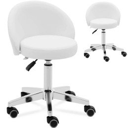 Kosmetinė pasukama kėdė su atlošu ant ratukų 43-57 cm ORBE - balta
