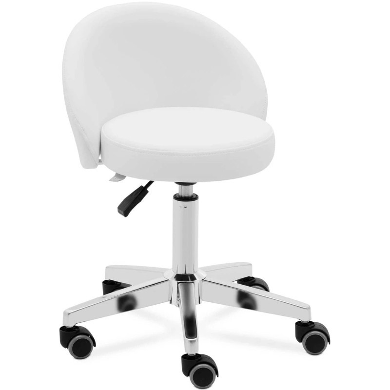 Kosmetinė pasukama kėdė su atlošu ant ratukų 43-57 cm ORBE - balta