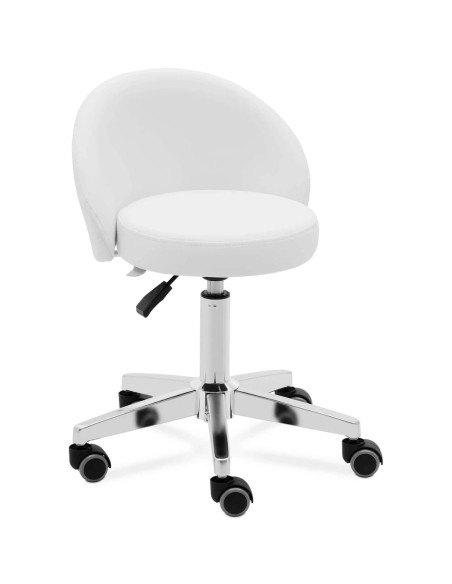 Kosmetinė pasukama kėdė su atlošu ant ratukų 43-57 cm ORBE - balta Kosmetinė pasukama kėdė su atlošu ant ratukų 43-57 cm ORBE - balta