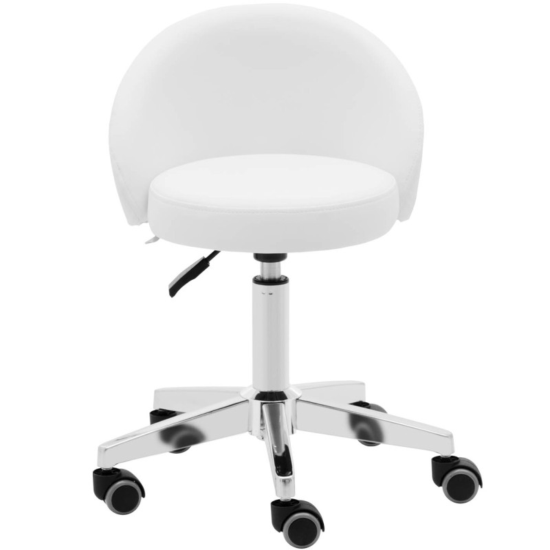 Kosmetinė pasukama kėdė su atlošu ant ratukų 43-57 cm ORBE - balta