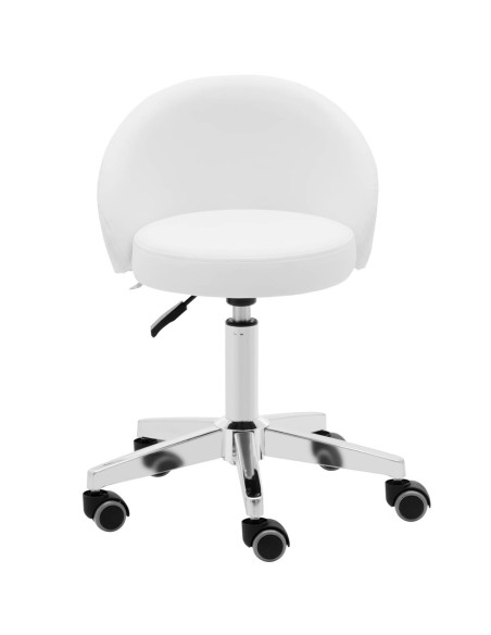 Kosmetinė pasukama kėdė su atlošu ant ratukų 43-57 cm ORBE - balta Kosmetinė pasukama kėdė su atlošu ant ratukų 43-57 cm ORBE - balta