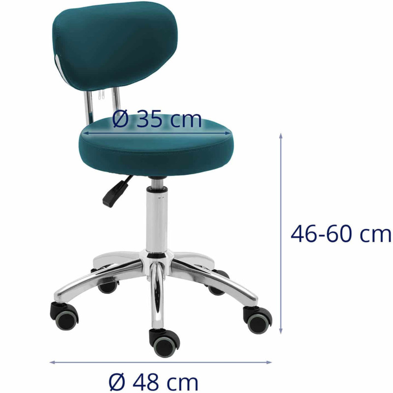 Kosmetinė pasukama kėdė su atlošu ant ratukų 46-60 cm ASCONA - turkis
