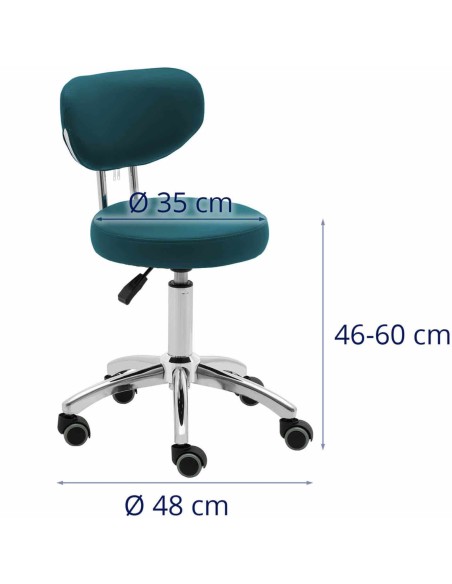Kosmetinė pasukama kėdė su atlošu ant ratukų 46-60 cm ASCONA - turkis Kosmetinė pasukama kėdė su atlošu ant ratukų 46-60 cm ASCONA - turkis