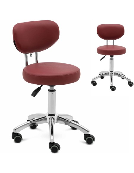 Kosmetinė pasukama kėdė su atlošu ant ratukų 46-60 cm ASCONA - kaštoninė