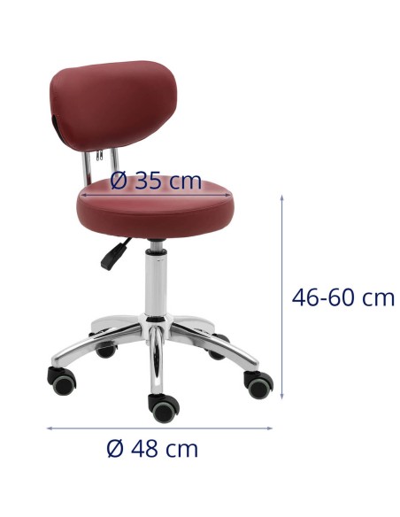 Kosmetinė pasukama kėdė su atlošu ant ratukų 46-60 cm ASCONA - kaštoninė