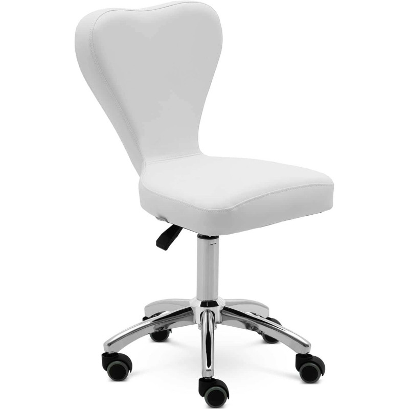 Kosmetinė pasukama kėdė su atlošu ant ratukų 49-63 cm PULLY - balta