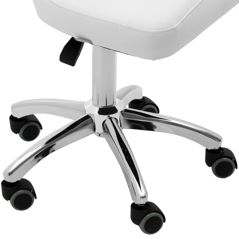 Kosmetinė pasukama kėdė su atlošu ant ratukų 49-63 cm PULLY - balta