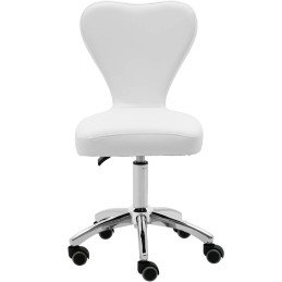 Kosmetinė pasukama kėdė su atlošu ant ratukų 49-63 cm PULLY - balta