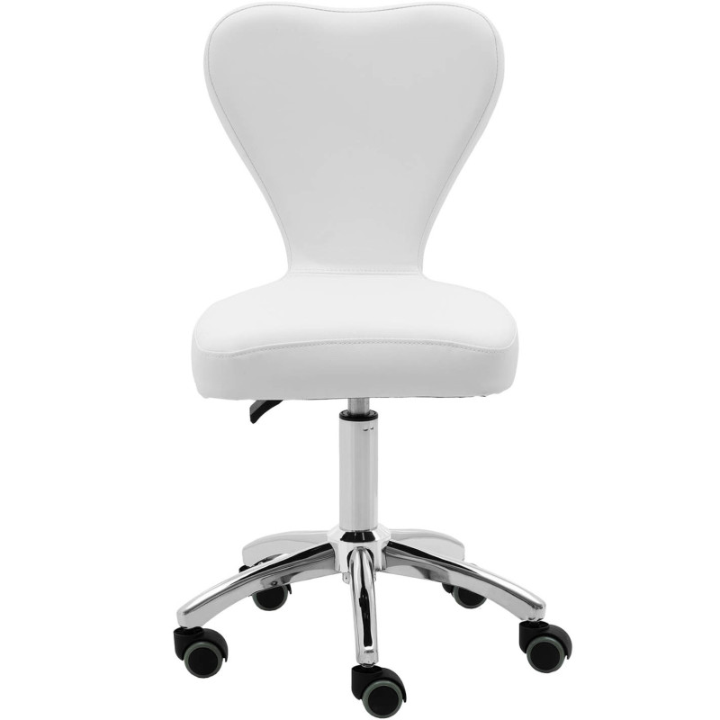 Kosmetinė pasukama kėdė su atlošu ant ratukų 49-63 cm PULLY - balta