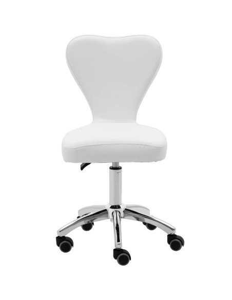 Kosmetinė pasukama kėdė su atlošu ant ratukų 49-63 cm PULLY - balta Kosmetinė pasukama kėdė su atlošu ant ratukų 49-63 cm PULLY - balta