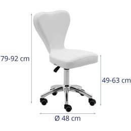 Kosmetinė pasukama kėdė su atlošu ant ratukų 49-63 cm PULLY - balta